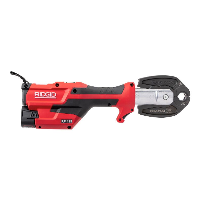 RIDGID RP 115 Mini Press Tool | Battery Kit with ProPress Jaws (½″–¾″) | J.M. McKinney Co 72553 - RIDGID RP 115 Mini Press Tool