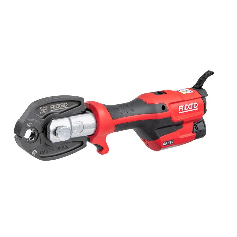 RIDGID RP 115 Mini Press Tool | Battery Kit with ProPress Jaws (½″–¾″) | J.M. McKinney Co 72553 - RIDGID RP 115 Mini Press Tool