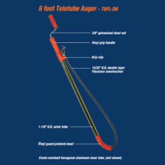 RS-T6FL-DH Replacement Cable for 6 ft Teletube Closet Auger with Downhead | General Pipe Cleaners | J.M. McKinney Co RS-T6FL-DH Replacement Cable for 6 ft Teletube Closet Auger with Downhead | General Pipe Cleaners