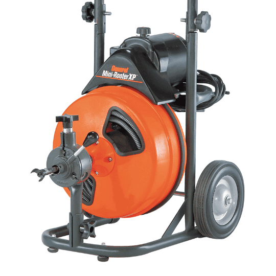 General Pipe Cleaners P-XP-B Mini-Rooter XP Drain/Sewer Cleaning Machine W/ 75' x 3/8"Cable & 4 Pc Cutter Set | J.M. McKinney Co Mini-Rooter XP P-XP-B | General Pipe Cleaners