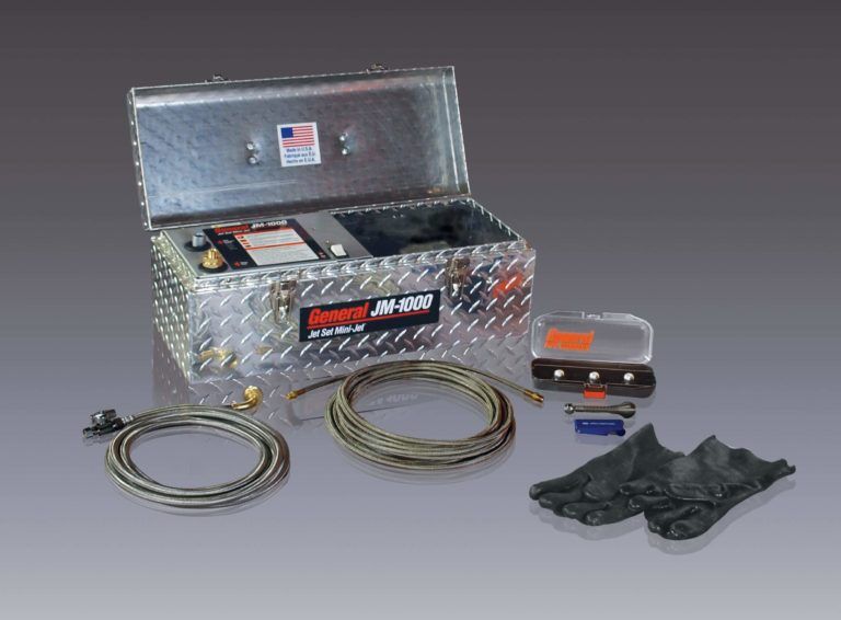 General Pipe Cleaners JM-1000-B - JM-1000 Mini-Jet Water Jet Drain Cleaner Package (with 50-ft x 1/8-in Hose) | J.M. McKinney Co JM-1000-B - JM-1000 Mini-Jet, plus 50JH00 (50′ x 1/8″) Hose